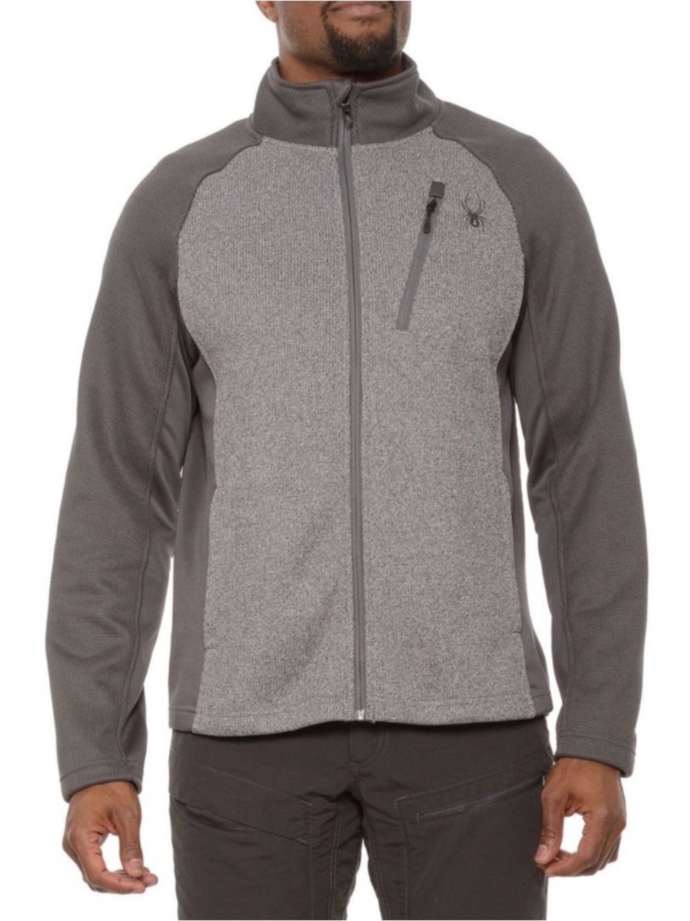 Spyder Men's 2.0 Fleece Two-Tone Gray Full-Zip Performance Jacket, Large, NWT